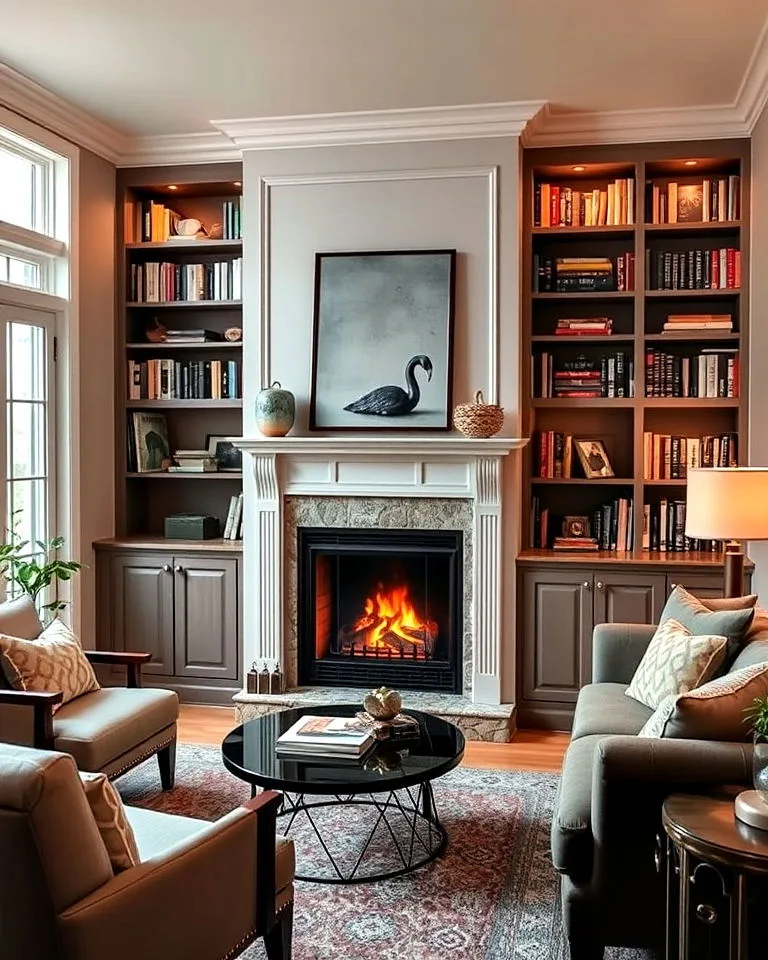 built-in bookshelves